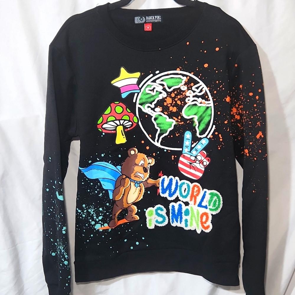 Black Pike long-sleeve shirt (world is mine) Size Medium T17